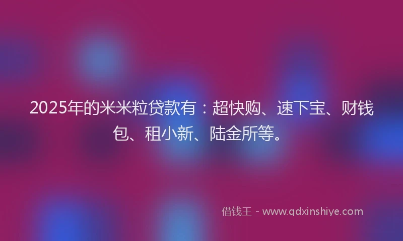 2025年的米米粒贷款有：超快购、速下宝、财钱包、租小新、陆金所等。