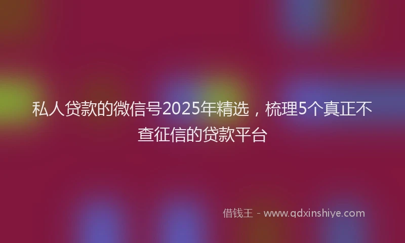 私人贷款的微信号2025年精选，梳理5个真正不查征信的贷款平台