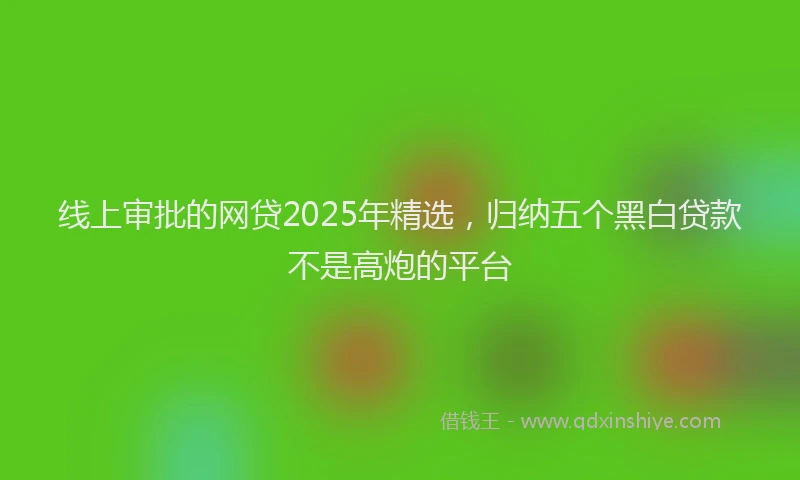 线上审批的网贷2025年精选，归纳五个黑白贷款不是高炮的平台