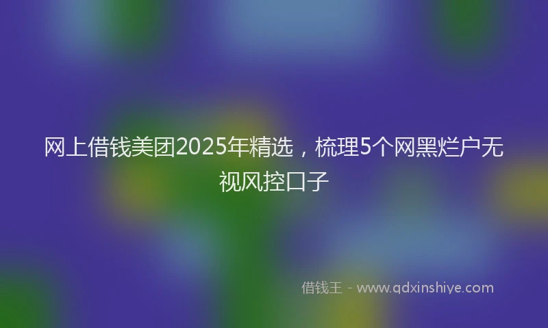 网上借钱美团2025年精选，梳理5个网黑烂户无视风控口子