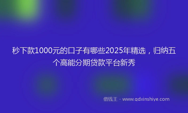 秒下款1000元的口子有哪些2025年精选，归纳五个高能分期贷款平台新秀