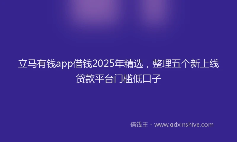 立马有钱app借钱2025年精选，整理五个新上线贷款平台门槛低口子