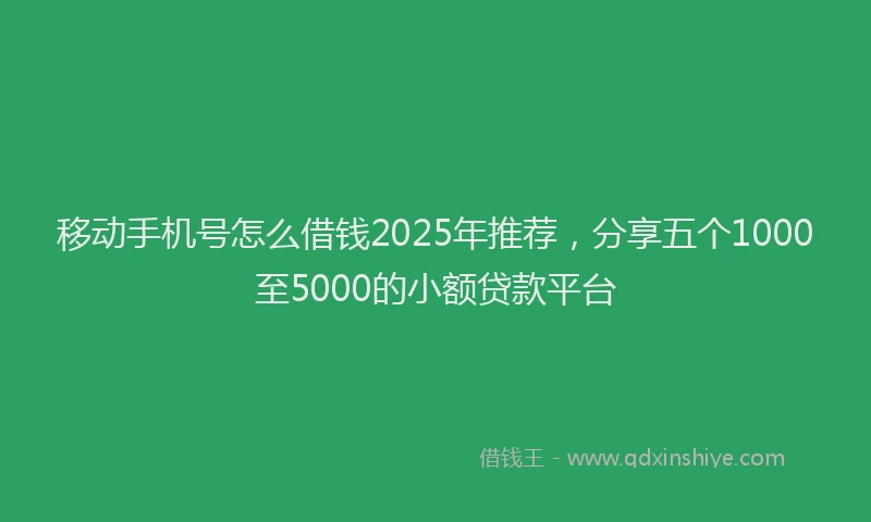 移动手机号怎么借钱2025年推荐，分享五个1000至5000的小额贷款平台
