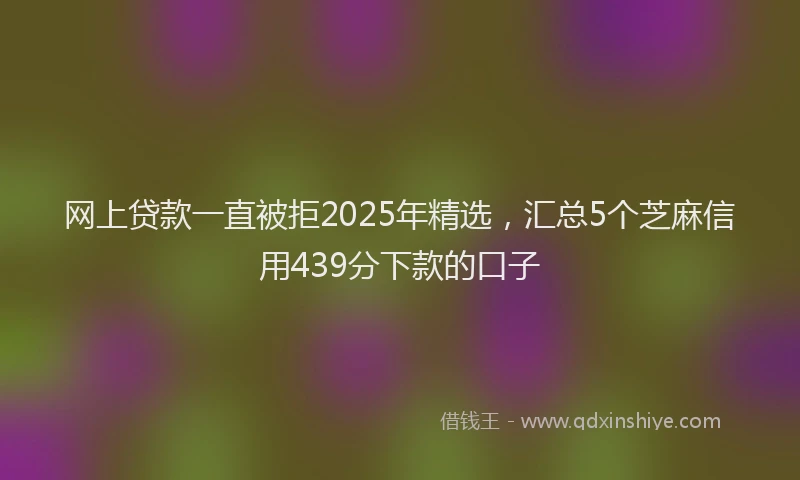 网上贷款一直被拒2025年精选，汇总5个芝麻信用439分下款的口子