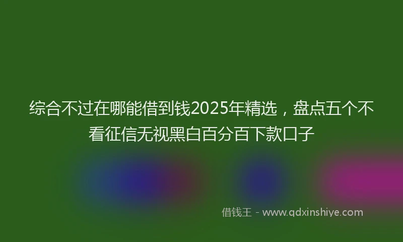 综合不过在哪能借到钱2025年精选，盘点五个不看征信无视黑白百分百下款口子