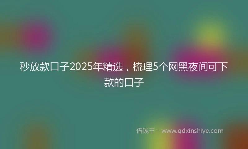 秒放款口子2025年精选，梳理5个网黑夜间可下款的口子