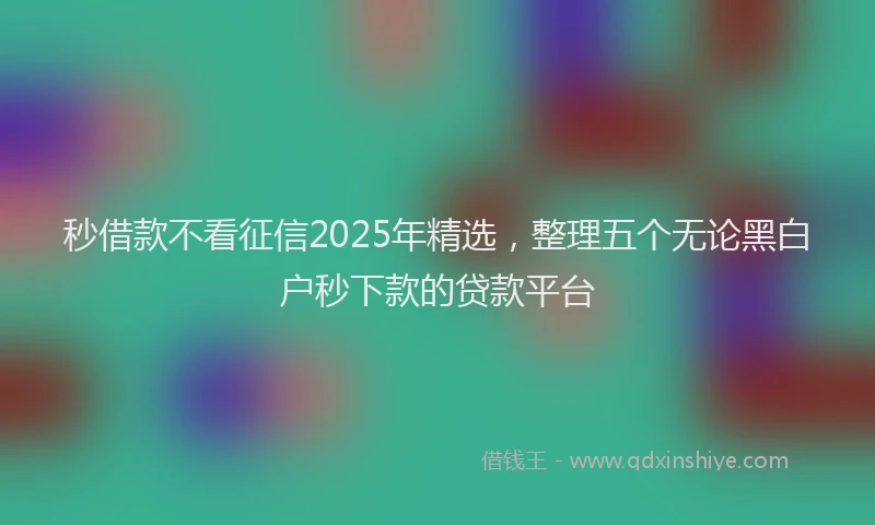 秒借款不看征信2025年精选，整理五个无论黑白户秒下款的贷款平台