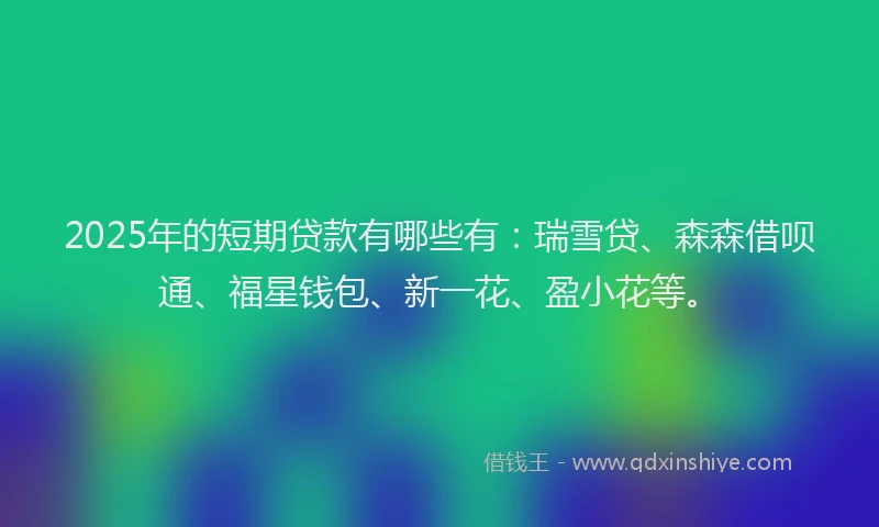 2025年的短期贷款有哪些有：瑞雪贷、森森借呗通、福星钱包、新一花、盈小花等。