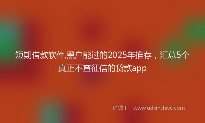 短期借款软件,黑户能过的2025年推荐，汇总5个真正不查征信的贷款app