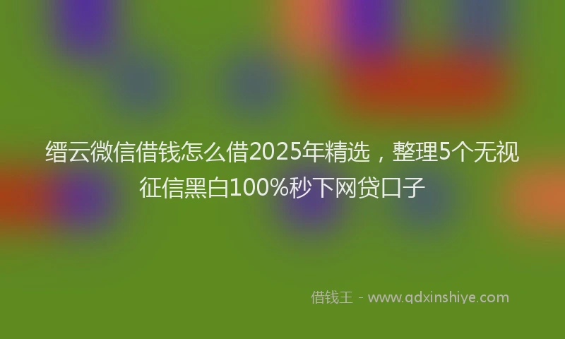 缙云微信借钱怎么借2025年精选，整理5个无视征信黑白100%秒下网贷口子