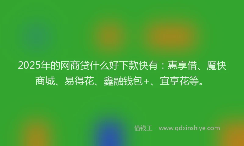 2025年的网商贷什么好下款快有：惠享借、魔快商城、易得花、鑫融钱包+、宜享花等。
