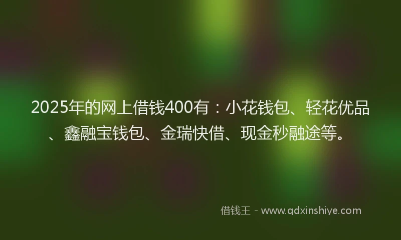 2025年的网上借钱400有：小花钱包、轻花优品、鑫融宝钱包、金瑞快借、现金秒融途等。