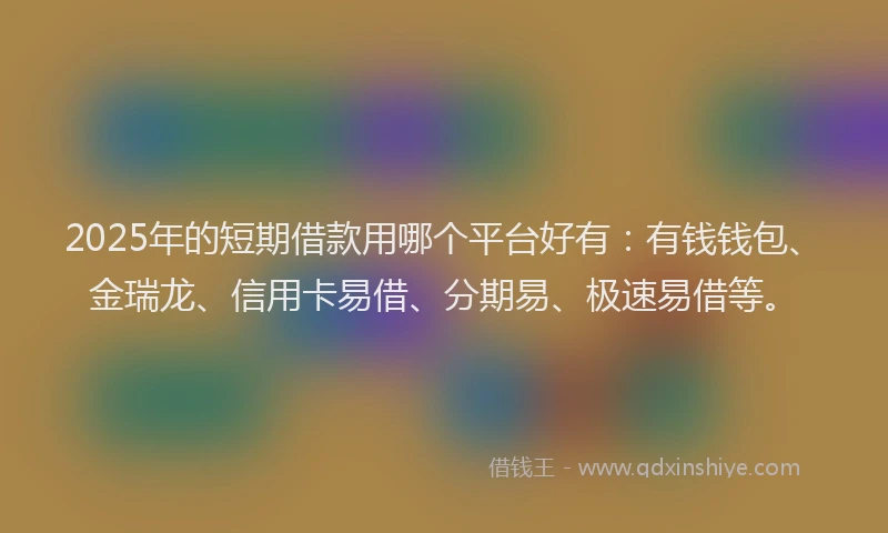 2025年的短期借款用哪个平台好有：有钱钱包、金瑞龙、信用卡易借、分期易、极速易借等。