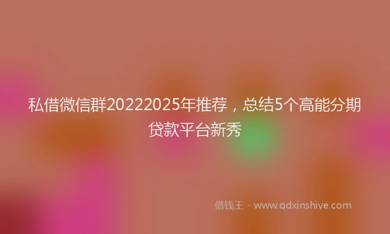 私借微信群20222025年推荐，总结5个高能分期贷款平台新秀