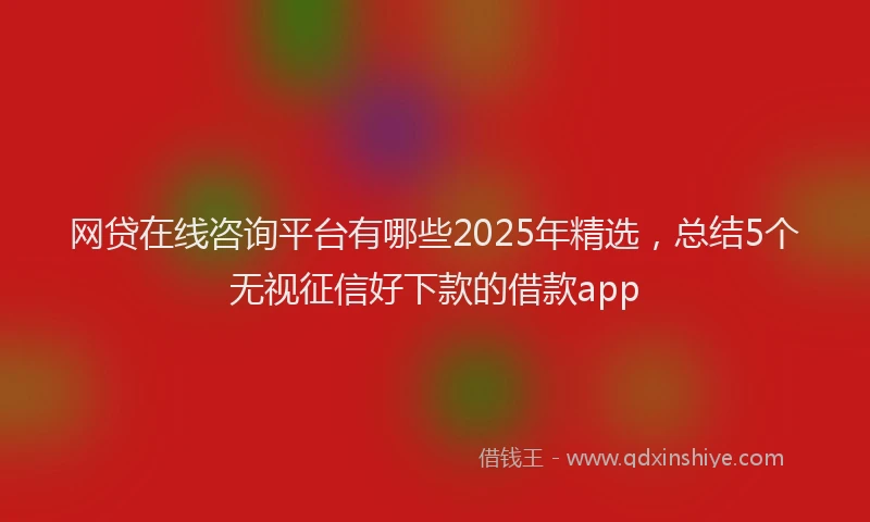 网贷在线咨询平台有哪些2025年精选，总结5个无视征信好下款的借款app