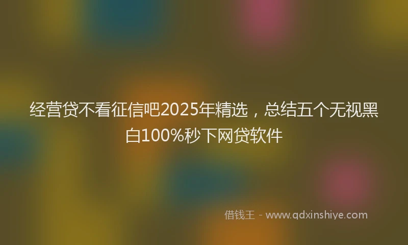 经营贷不看征信吧2025年精选，总结五个无视黑白100%秒下网贷软件