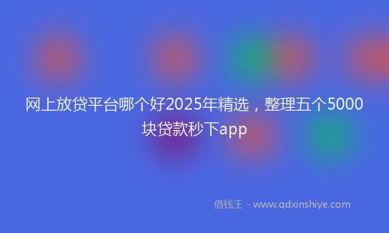 网上放贷平台哪个好2025年精选，整理五个5000块贷款秒下app