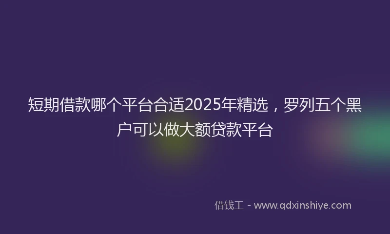 短期借款哪个平台合适2025年精选，罗列五个黑户可以做大额贷款平台