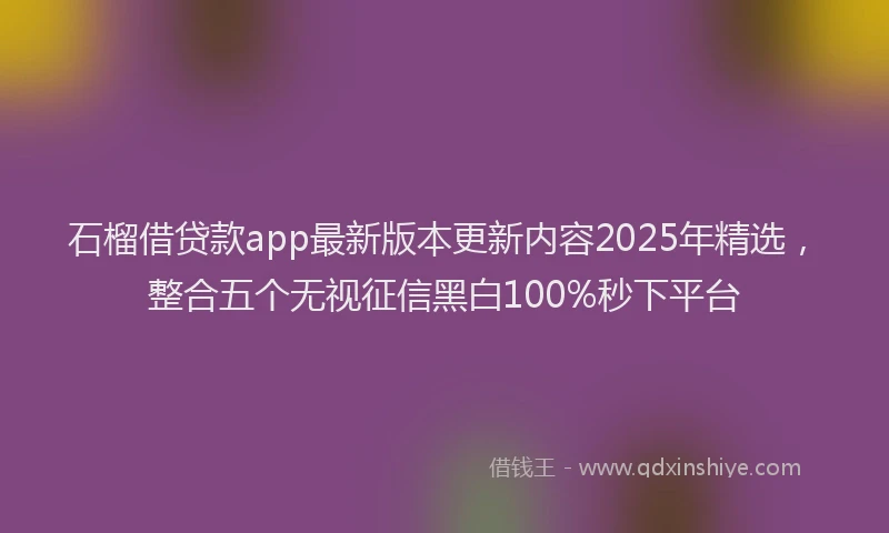 石榴借贷款app最新版本更新内容2025年精选，整合五个无视征信黑白100%秒下平台