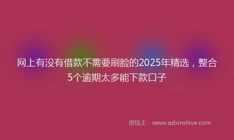 网上有没有借款不需要刷脸的2025年精选，整合5个逾期太多能下款口子