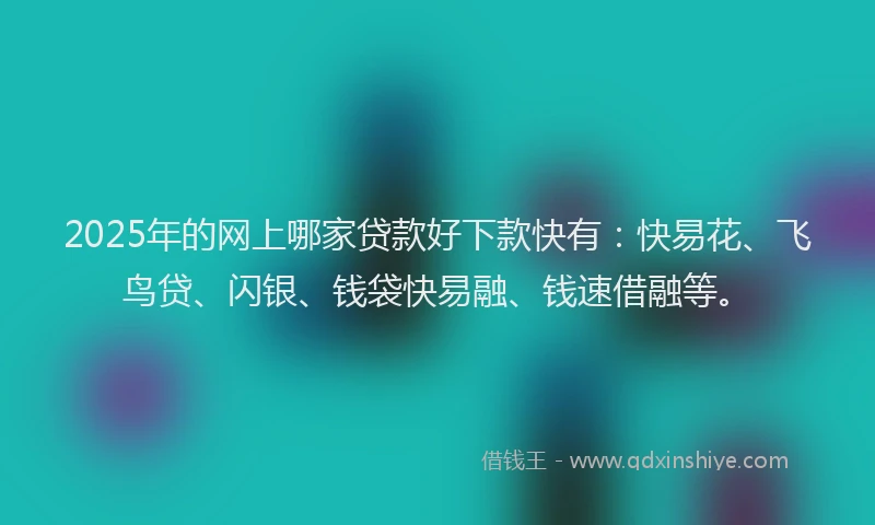 2025年的网上哪家贷款好下款快有：快易花、飞鸟贷、闪银、钱袋快易融、钱速借融等。