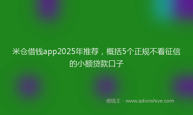 米仓借钱app2025年推荐，概括5个正规不看征信的小额贷款口子