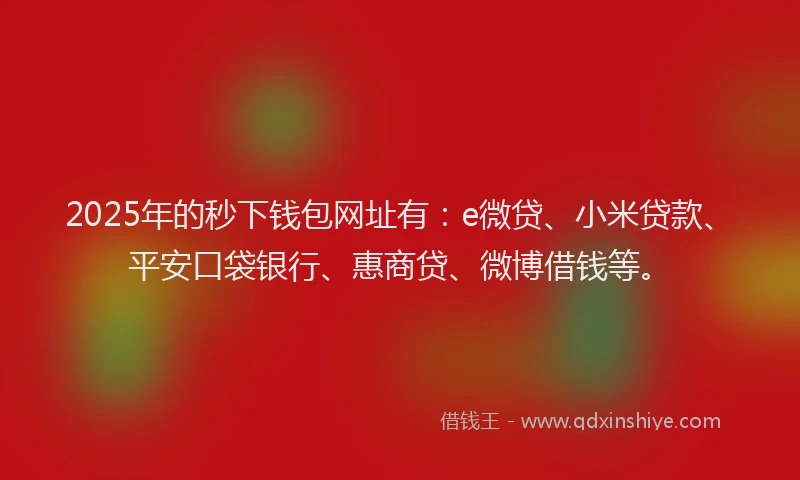2025年的秒下钱包网址有：e微贷、小米贷款、平安口袋银行、惠商贷、微博借钱等。