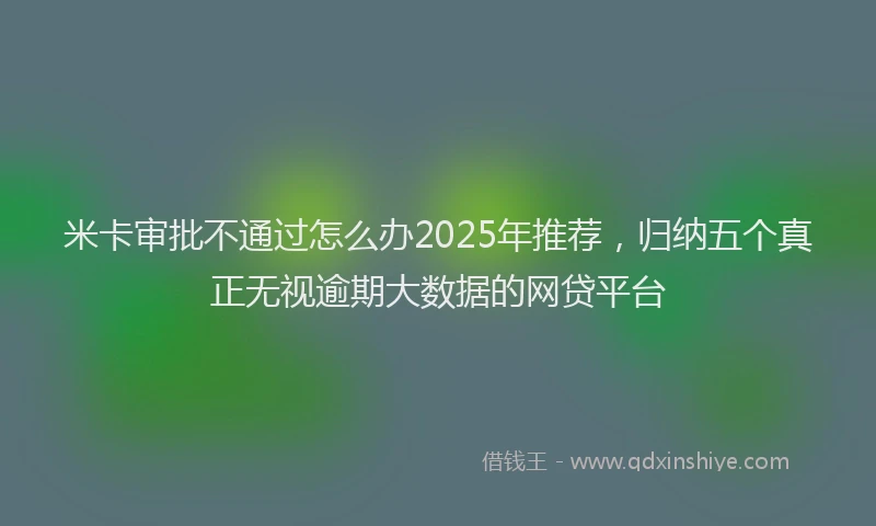 米卡审批不通过怎么办2025年推荐，归纳五个真正无视逾期大数据的网贷平台