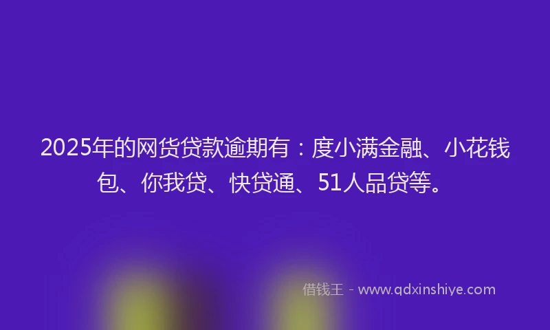2025年的网货贷款逾期有：度小满金融、小花钱包、你我贷、快贷通、51人品贷等。