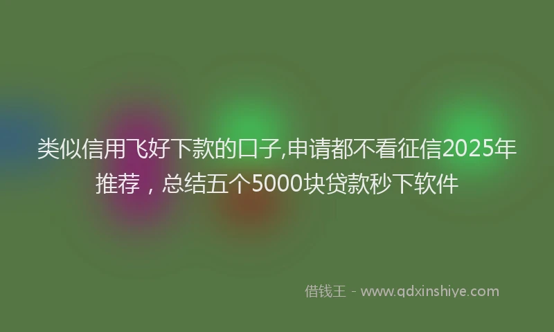 类似信用飞好下款的口子,申请都不看征信2025年推荐，总结五个5000块贷款秒下软件