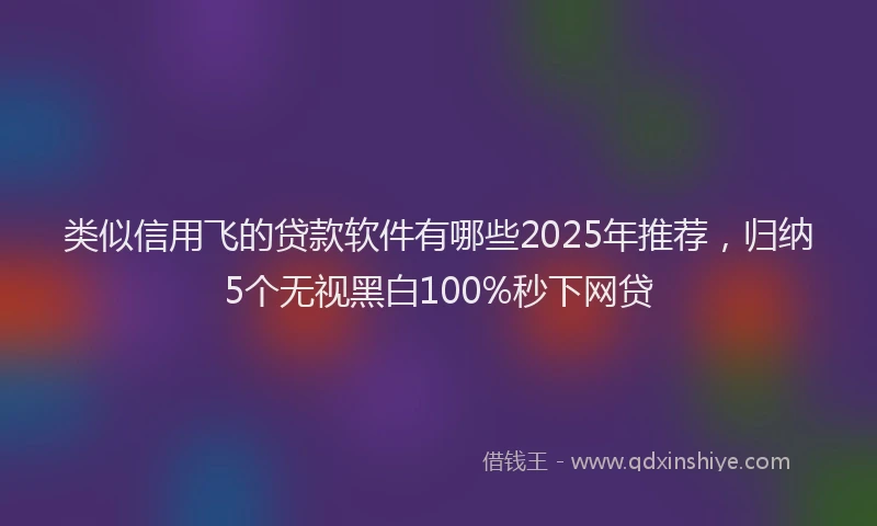 类似信用飞的贷款软件有哪些2025年推荐，归纳5个无视黑白100%秒下网贷