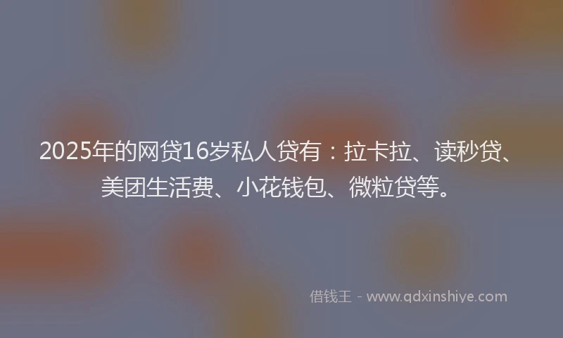 2025年的网贷16岁私人贷有：拉卡拉、读秒贷、美团生活费、小花钱包、微粒贷等。