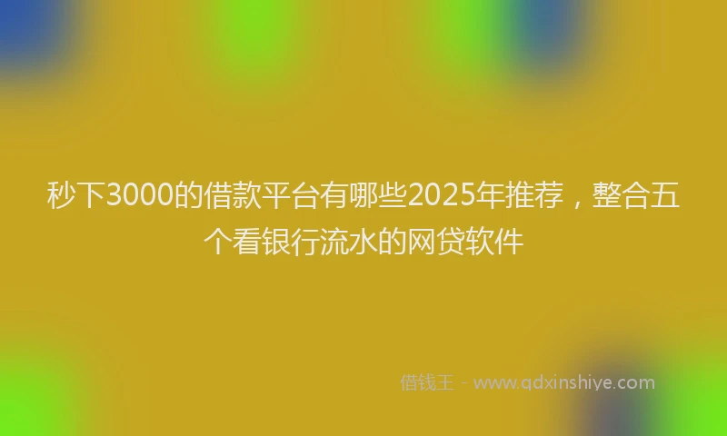 秒下3000的借款平台有哪些2025年推荐，整合五个看银行流水的网贷软件