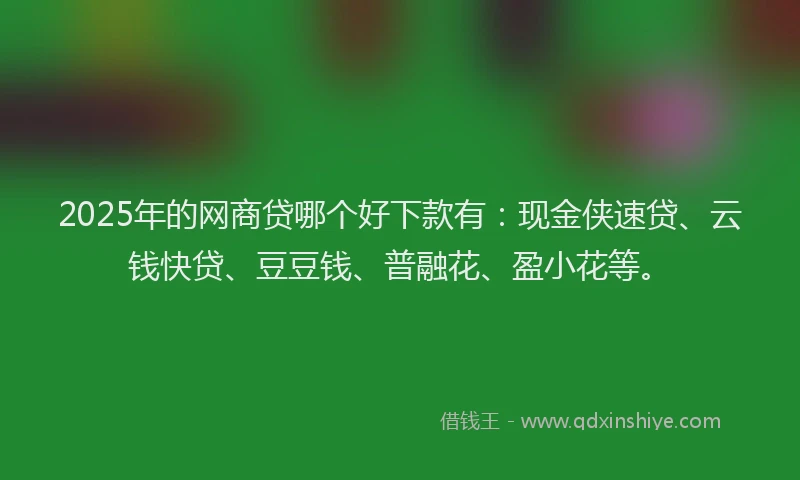 2025年的网商贷哪个好下款有：现金侠速贷、云钱快贷、豆豆钱、普融花、盈小花等。