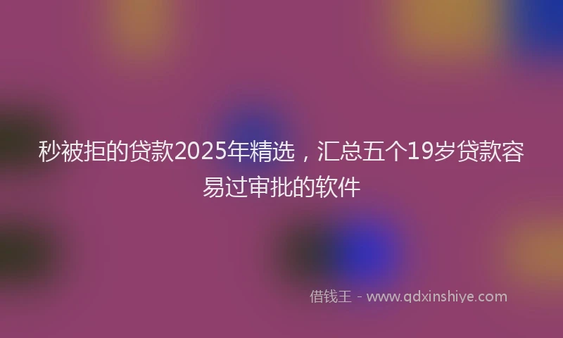 秒被拒的贷款2025年精选，汇总五个19岁贷款容易过审批的软件