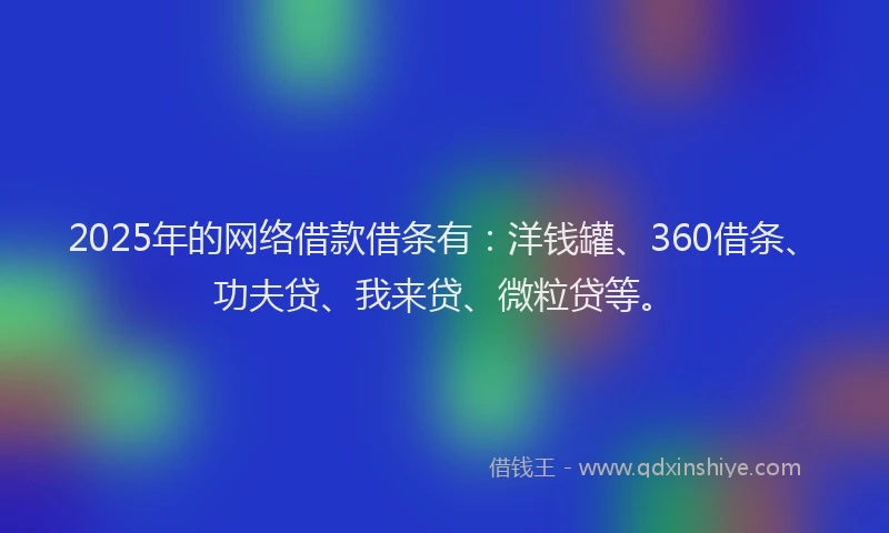 2025年的网络借款借条有：洋钱罐、360借条、功夫贷、我来贷、微粒贷等。