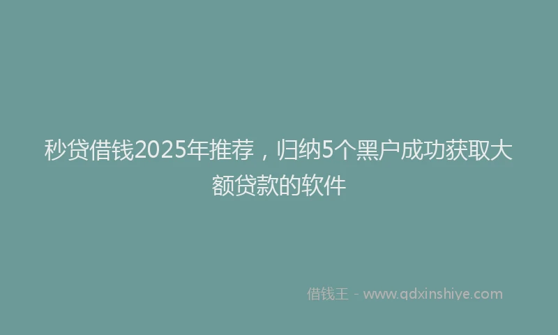 秒贷借钱2025年推荐，归纳5个黑户成功获取大额贷款的软件