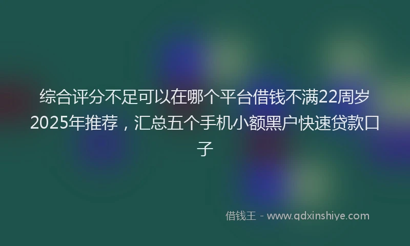 综合评分不足可以在哪个平台借钱不满22周岁2025年推荐，汇总五个手机小额黑户快速贷款口子