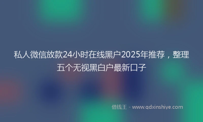 私人微信放款24小时在线黑户2025年推荐，整理五个无视黑白户最新口子