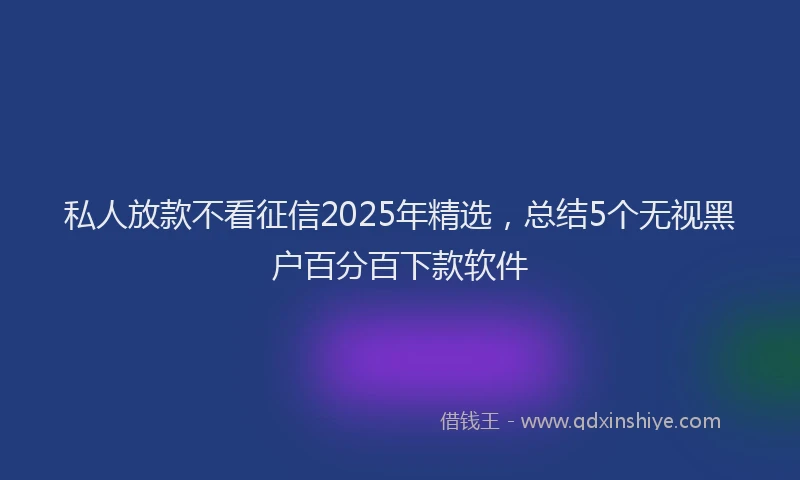 私人放款不看征信2025年精选，总结5个无视黑户百分百下款软件