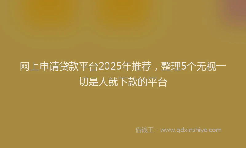 网上申请贷款平台2025年推荐，整理5个无视一切是人就下款的平台