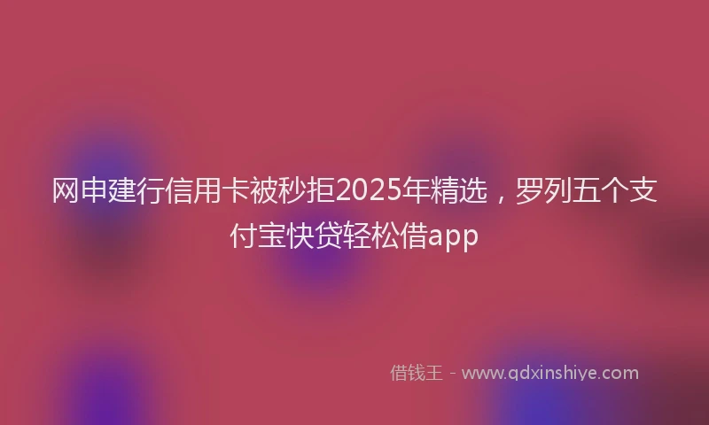 网申建行信用卡被秒拒2025年精选，罗列五个支付宝快贷轻松借app
