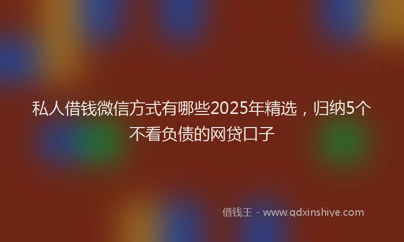 私人借钱微信方式有哪些2025年精选，归纳5个不看负债的网贷口子