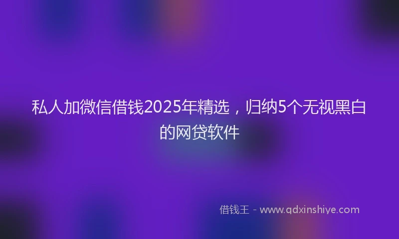 私人加微信借钱2025年精选，归纳5个无视黑白的网贷软件