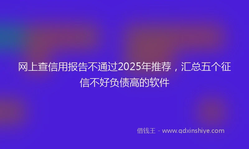 网上查信用报告不通过2025年推荐，汇总五个征信不好负债高的软件