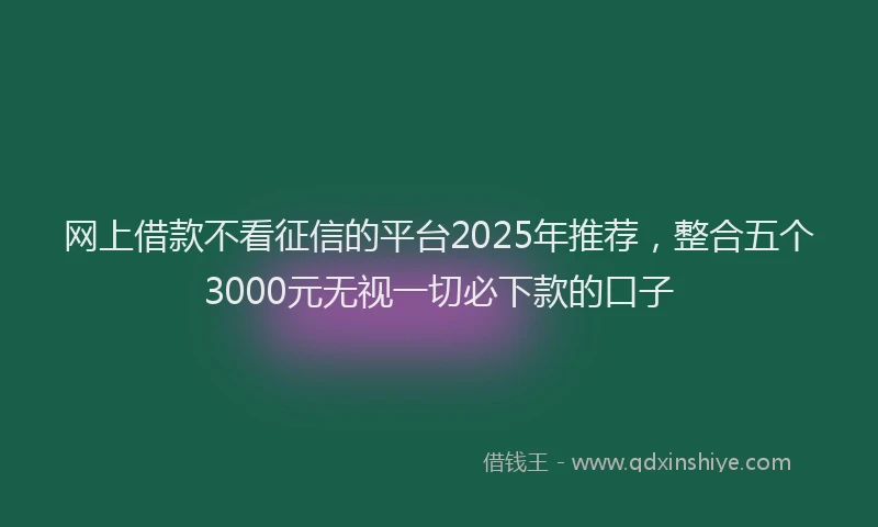 网上借款不看征信的平台2025年推荐，整合五个3000元无视一切必下款的口子