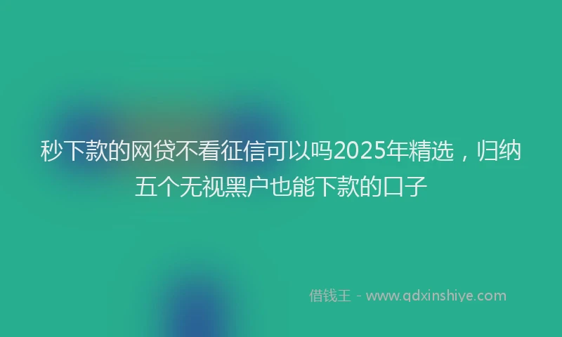 秒下款的网贷不看征信可以吗2025年精选，归纳五个无视黑户也能下款的口子