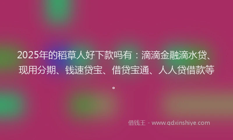 2025年的稻草人好下款吗有：滴滴金融滴水贷、现用分期、钱速贷宝、借贷宝通、人人贷借款等。