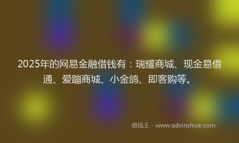 2025年的网易金融借钱有：瑞耀商城、现金易借通、爱蹦商城、小金鸽、即客购等。
