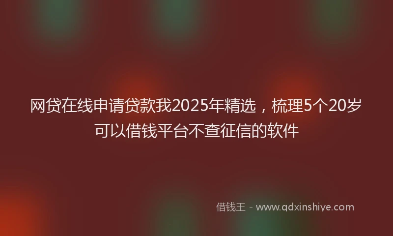 网贷在线申请贷款我2025年精选，梳理5个20岁可以借钱平台不查征信的软件